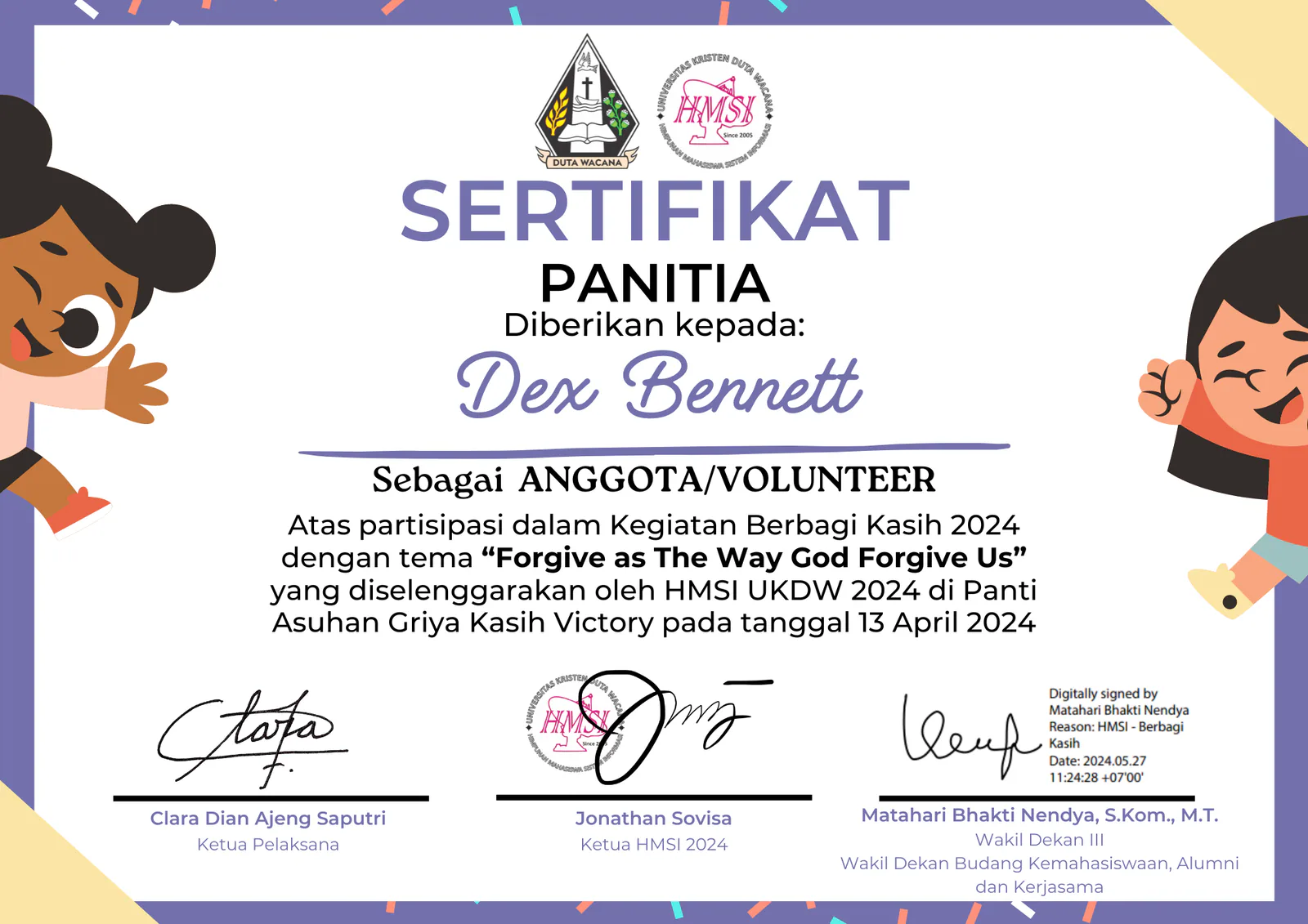 Certificate: Berbagi Kasih
