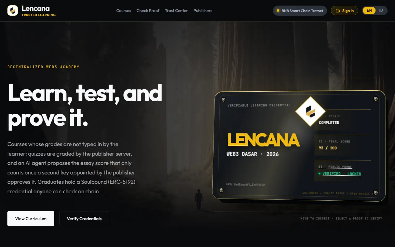 Lencana — live site screenshot